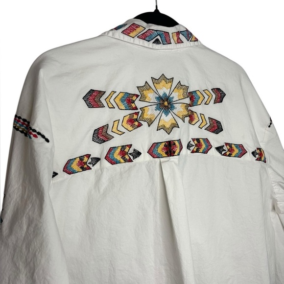 Vintage Collection Western Embroidered Oversized Button Front Cotton Blouse Med - Picture 8 of 11